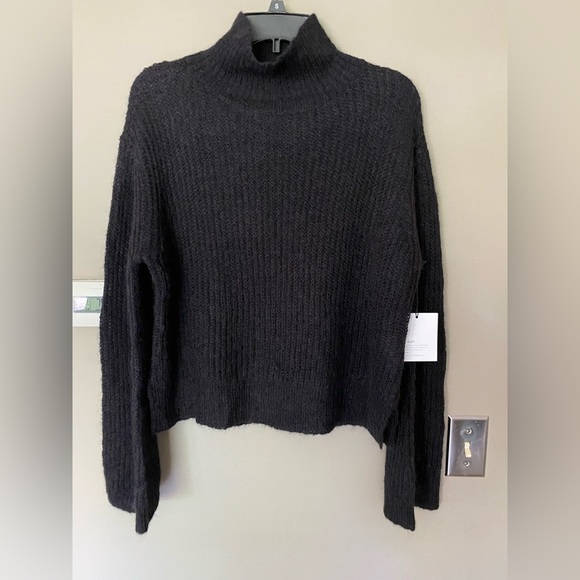 NWT BELLA DAHL Brea A-line Black Turtleneck Kid Mohair & Wool Blend Sweater Sz M - Picture 3 of 7